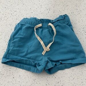Little Green Radicals Teal Kids Shorts with Cream Drawstring